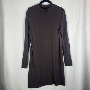 Adrienne Vittadini Knit Dusty Black Flowy Stretch Dress Size Medium Midi